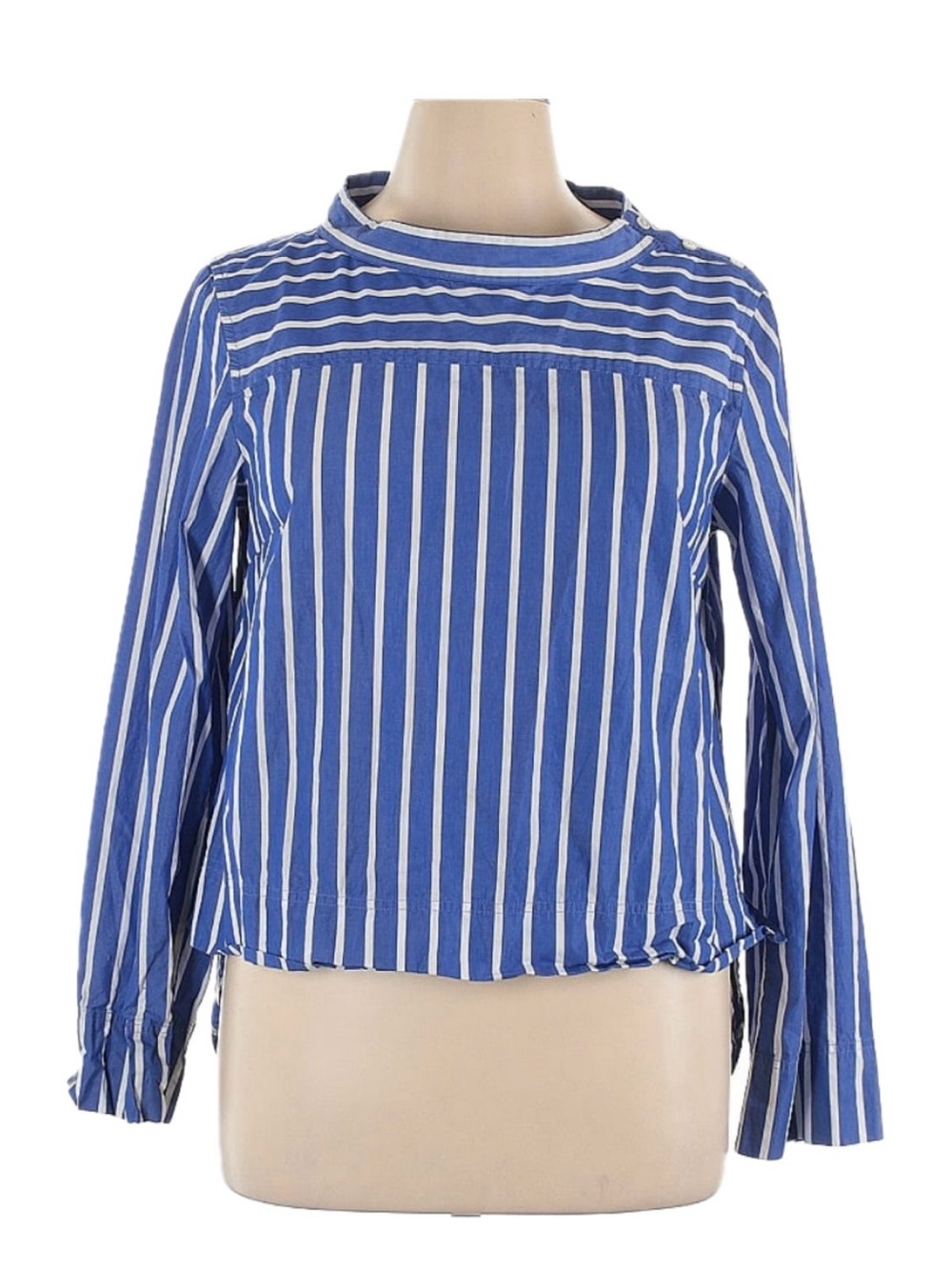 J. Crew Blue and White Striped Long-Sleeve Top